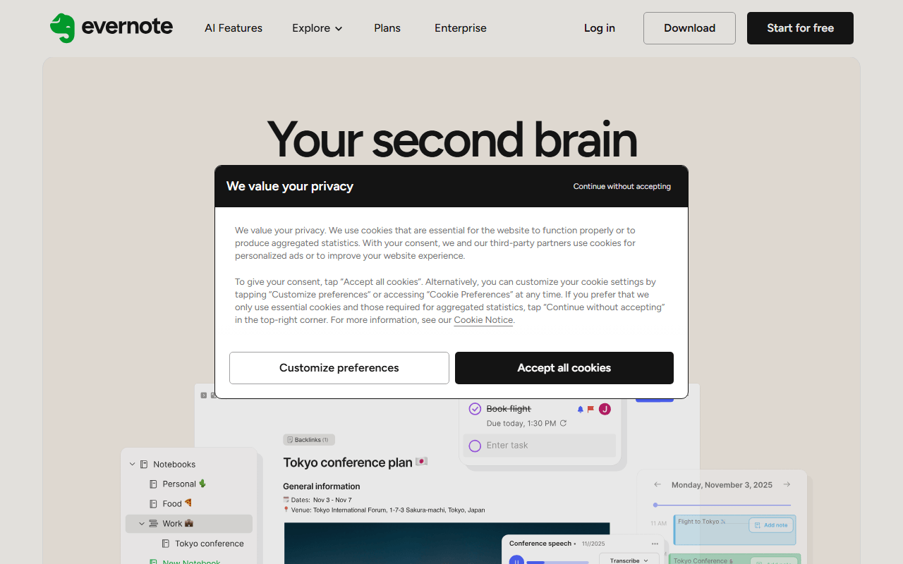 Evernote screenshot