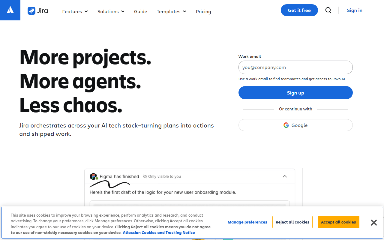 Jira homepage