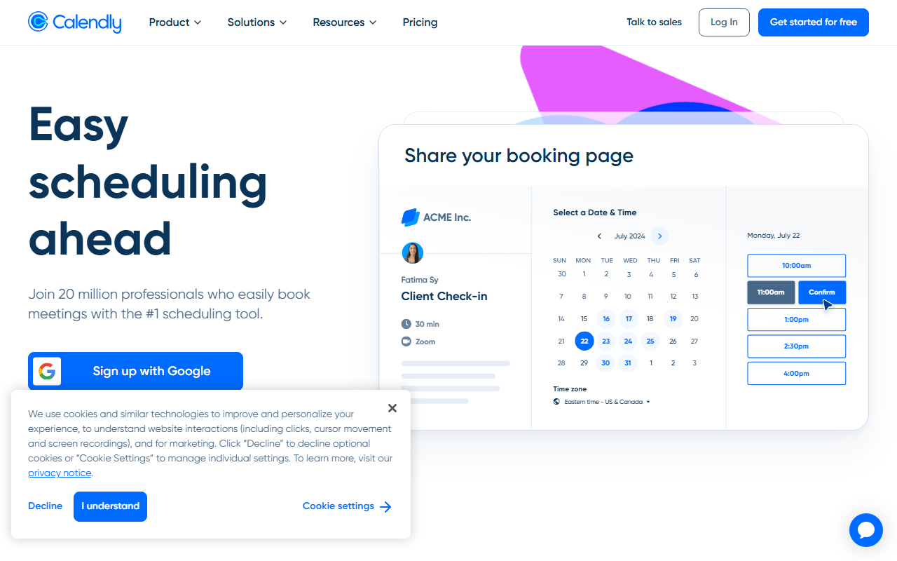 Calendly homepage