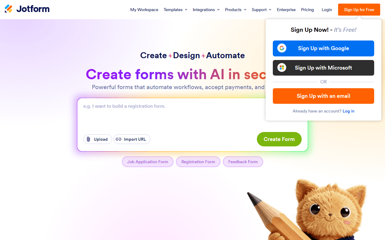 Jotform homepage