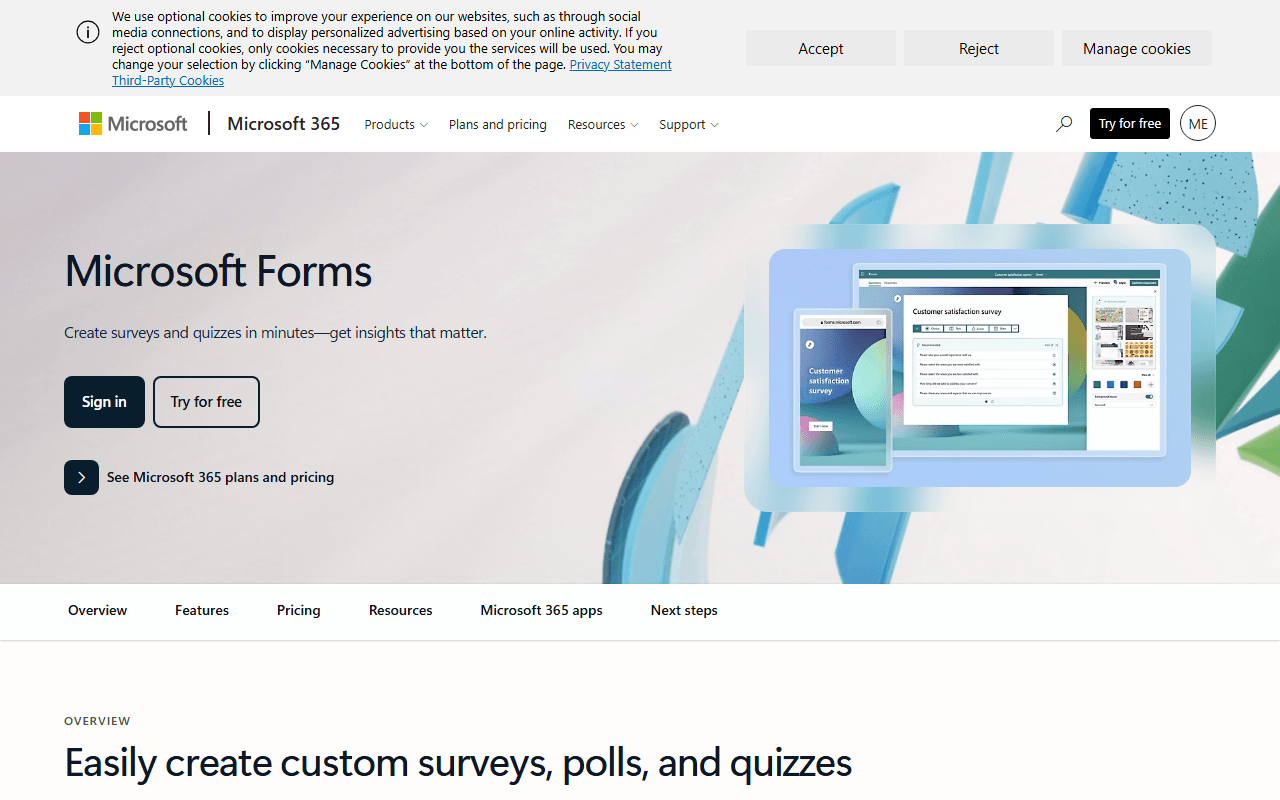 Microsoft Forms screenshot