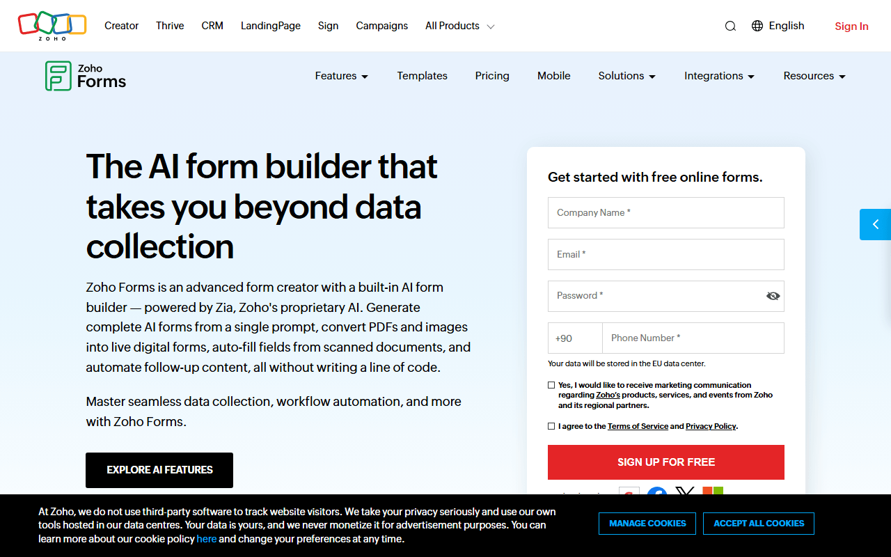 Zoho Forms screenshot