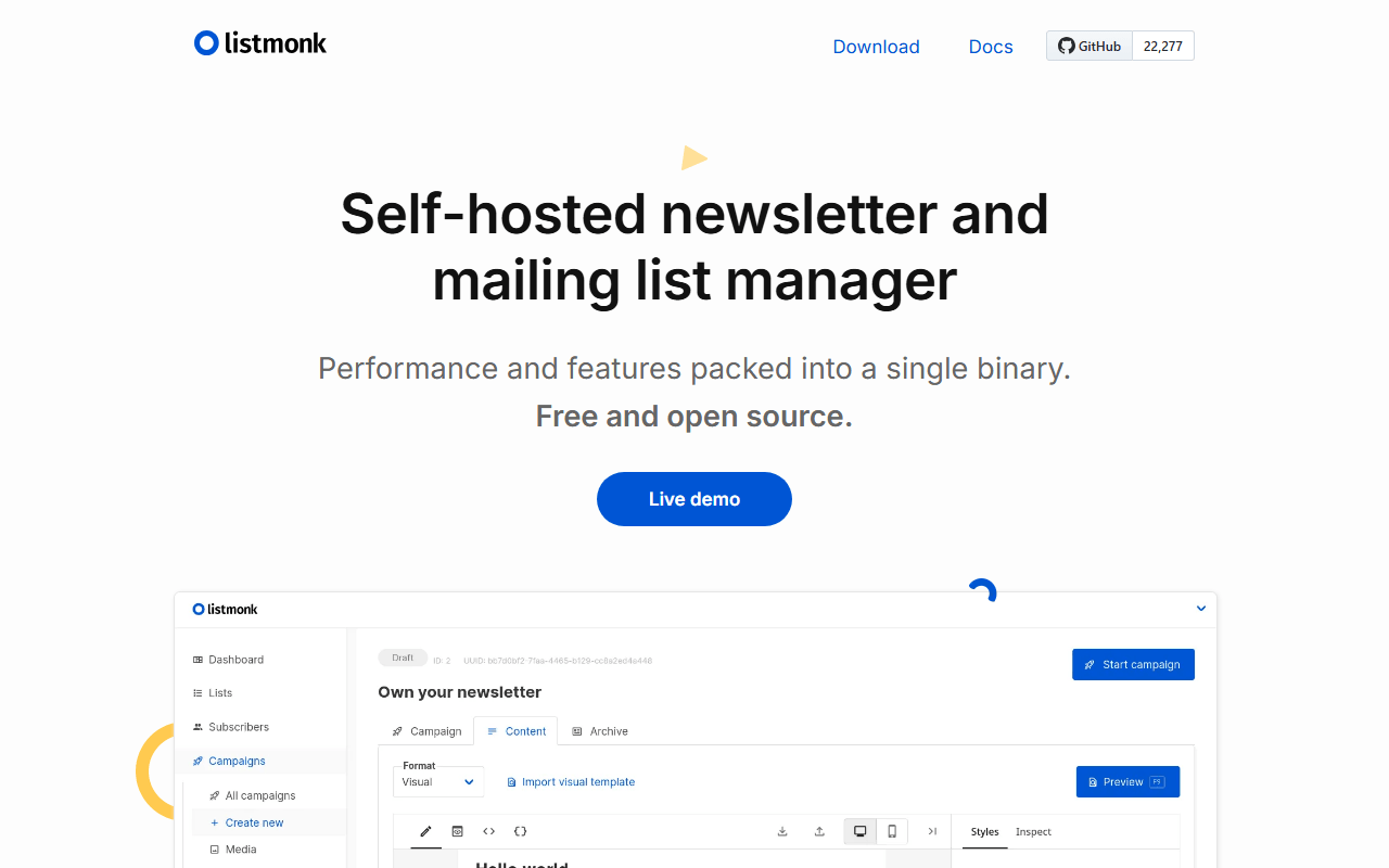 listmonk screenshot