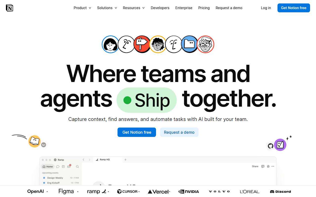 Notion homepage