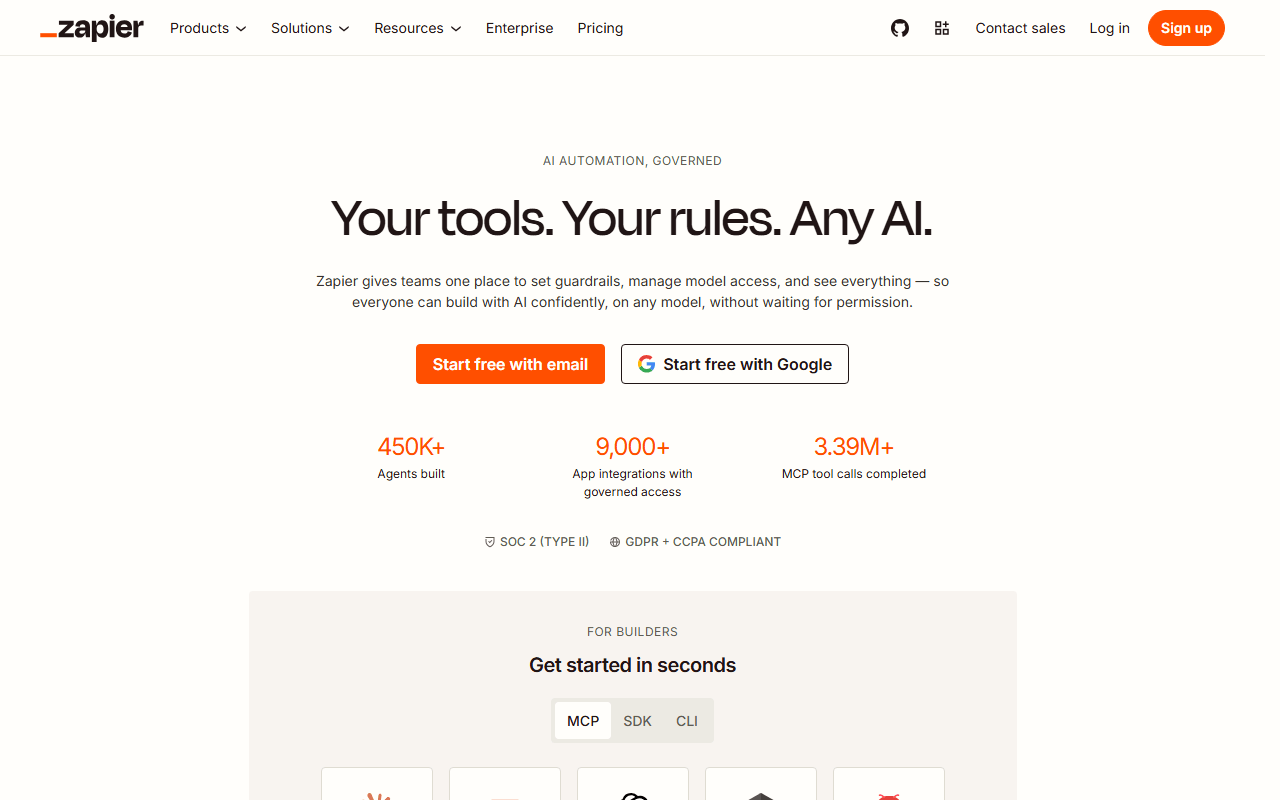 Zapier homepage