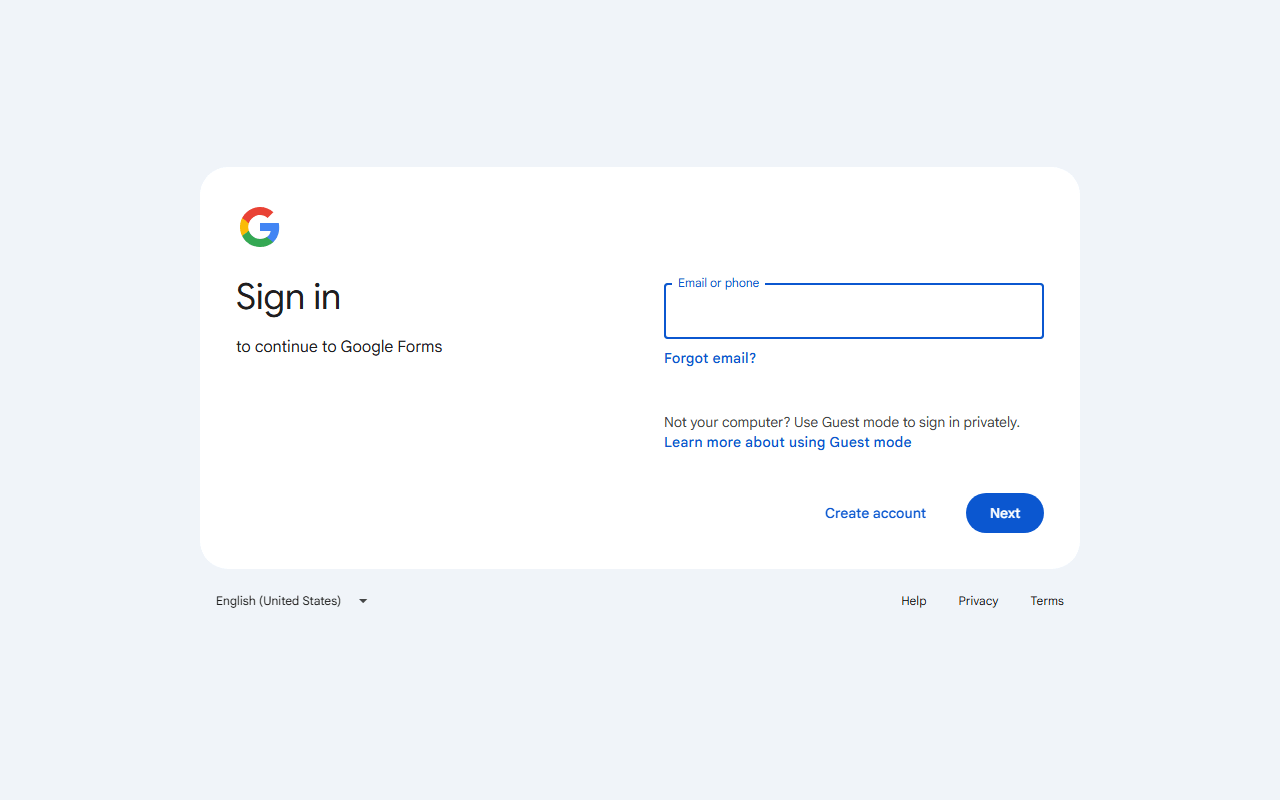 Google Forms screenshot
