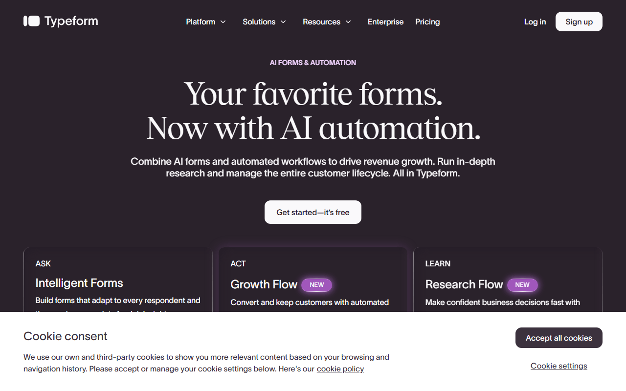 Typeform homepage
